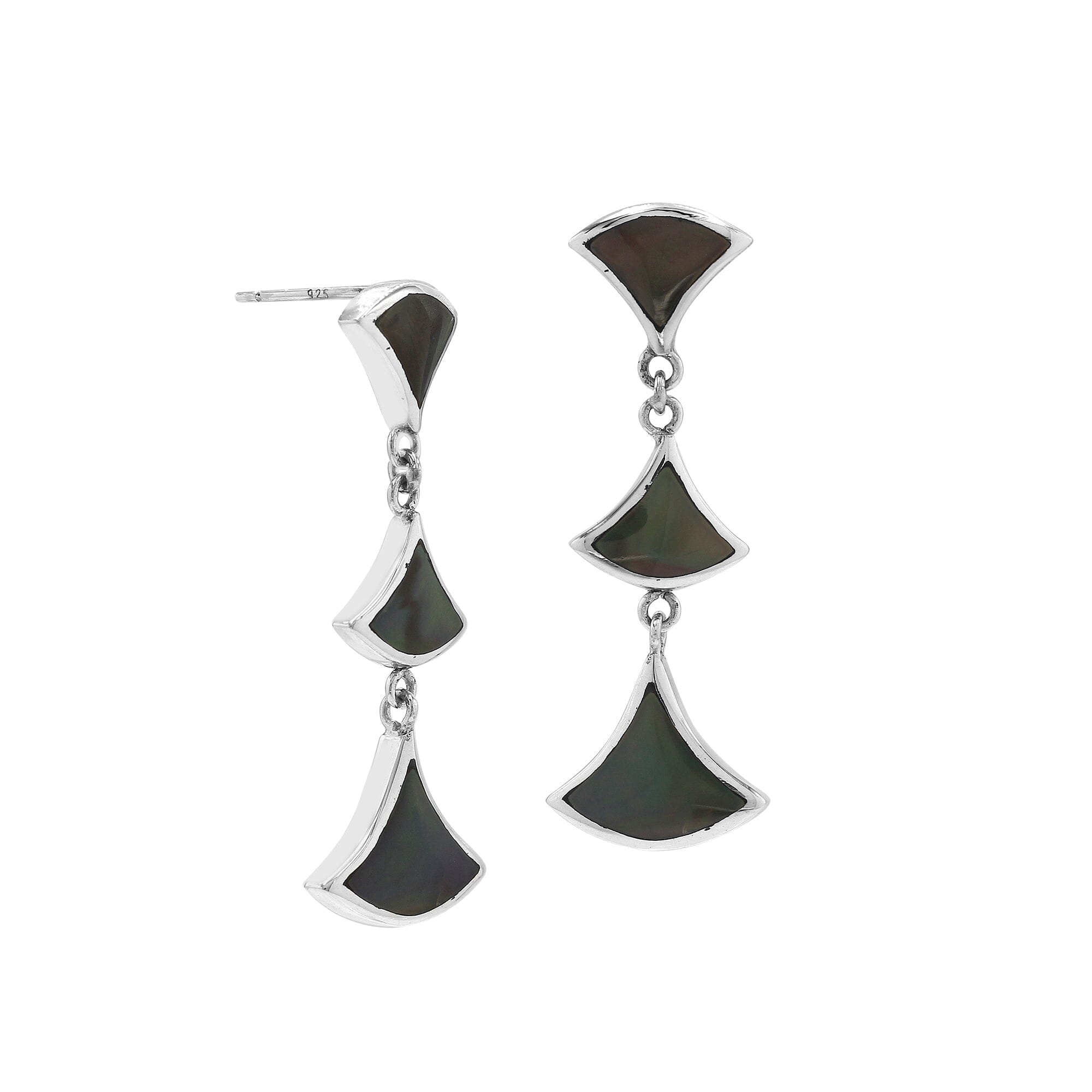 Ornate Silver 925 and Onyx Dangle Earrings from Bali - Puncak Jaya in Black  | NOVICA
